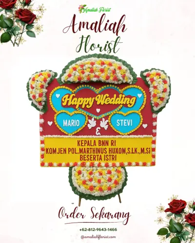 Karangan Papan Bunga Pernikahan di Wanatawang
